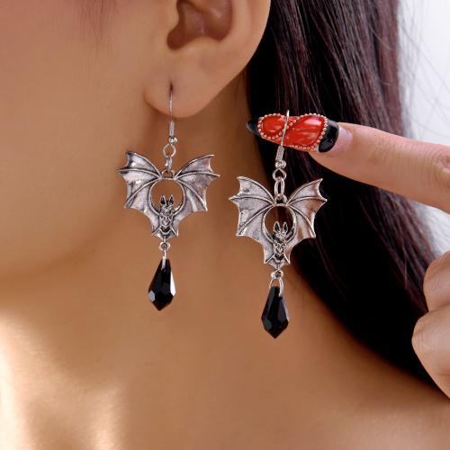 Tibetan Style Drop Earring, with Crystal, gold color plated, Halloween Design, more colors for choice, Sold By Pair