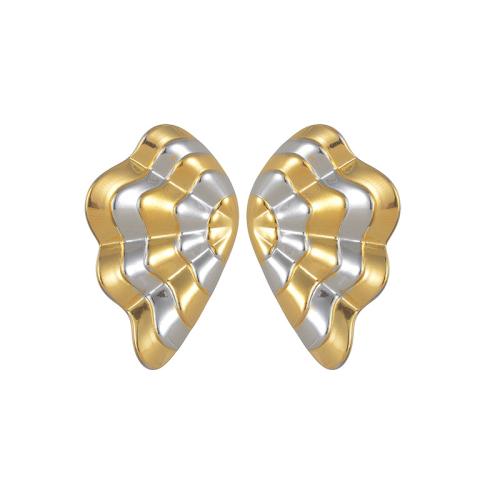 Stainless Steel Stud Earrings, 304 Stainless Steel, Wing Shape, plated, fashion jewelry & for woman & two tone, Sold By Pair