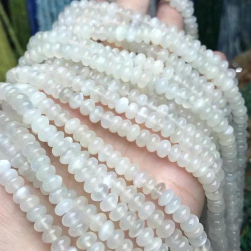 Abalorios de Piedra Lunar, ábaco, Bricolaje & lisa, Blanco, 4x6.50mm, Vendido para aproximado 35-40 cm Sarta