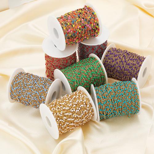 Ювелирные изделия нержавеющей стали цепи, Нержавеющая сталь 304, плакирован золотом, DIY & эмаль, Много цветов для выбора, 2м/сумка, продается сумка