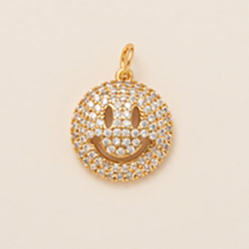 Befestigter Zirkonia Messing Anhänger, goldfarben plattiert, DIY & Micro pave Zirkonia, keine, 12.50x12.50mm, verkauft von PC