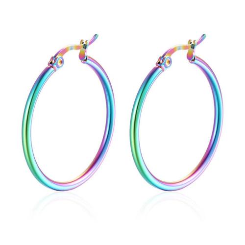 Stainless Steel Hoop Earring 304 Stainless Steel Round plated & for woman Sold By Pair