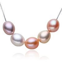 Catene collana in ottone con perle d'acquadolce