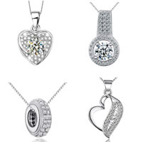 Cubic Zirconia Micro Pave Sterling Silver Pendant