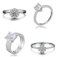 Cubic Zirconia Micro Pave 925 Sterling Silver Rings