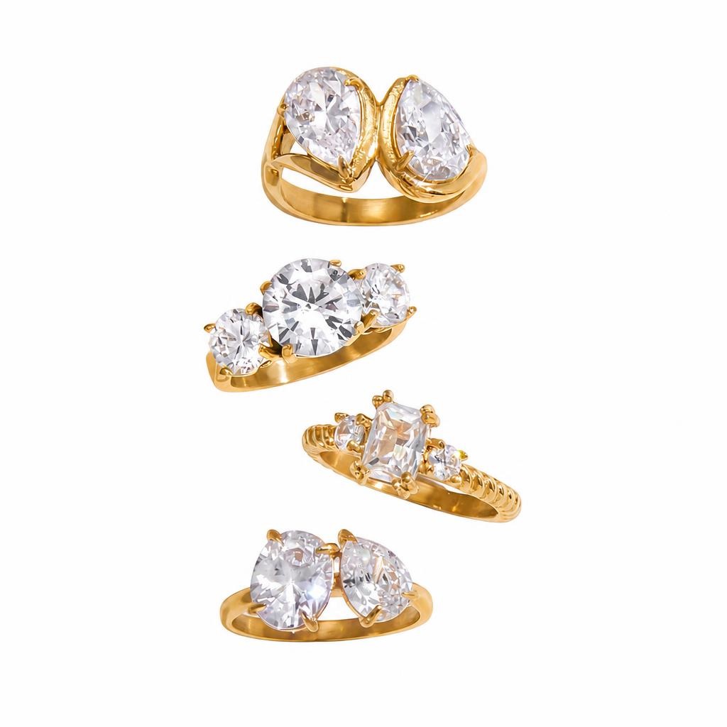 Zirkonia Edelstahl-Finger- Ring