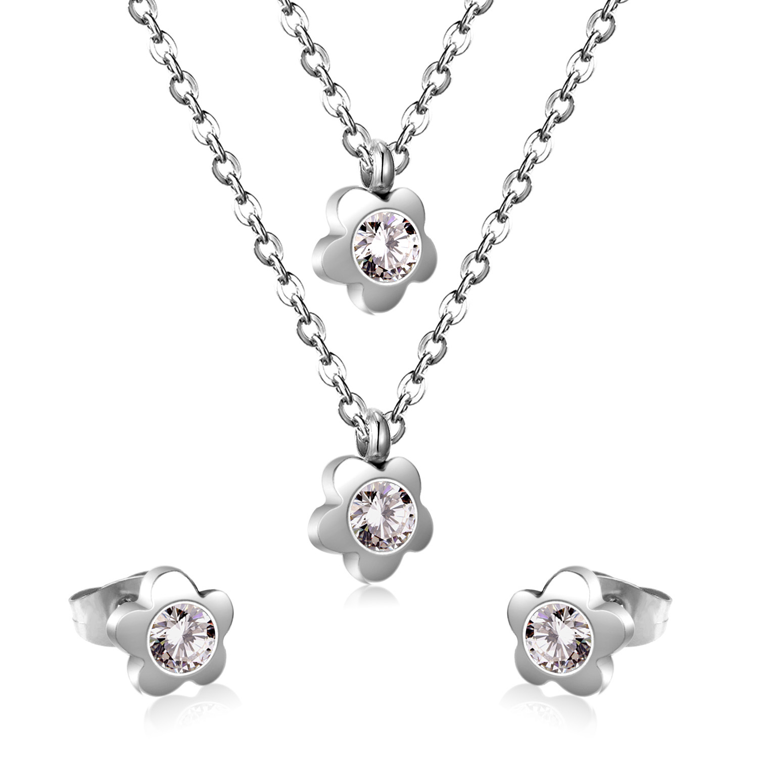 Rhinestone Edelstahl Schmuck Set