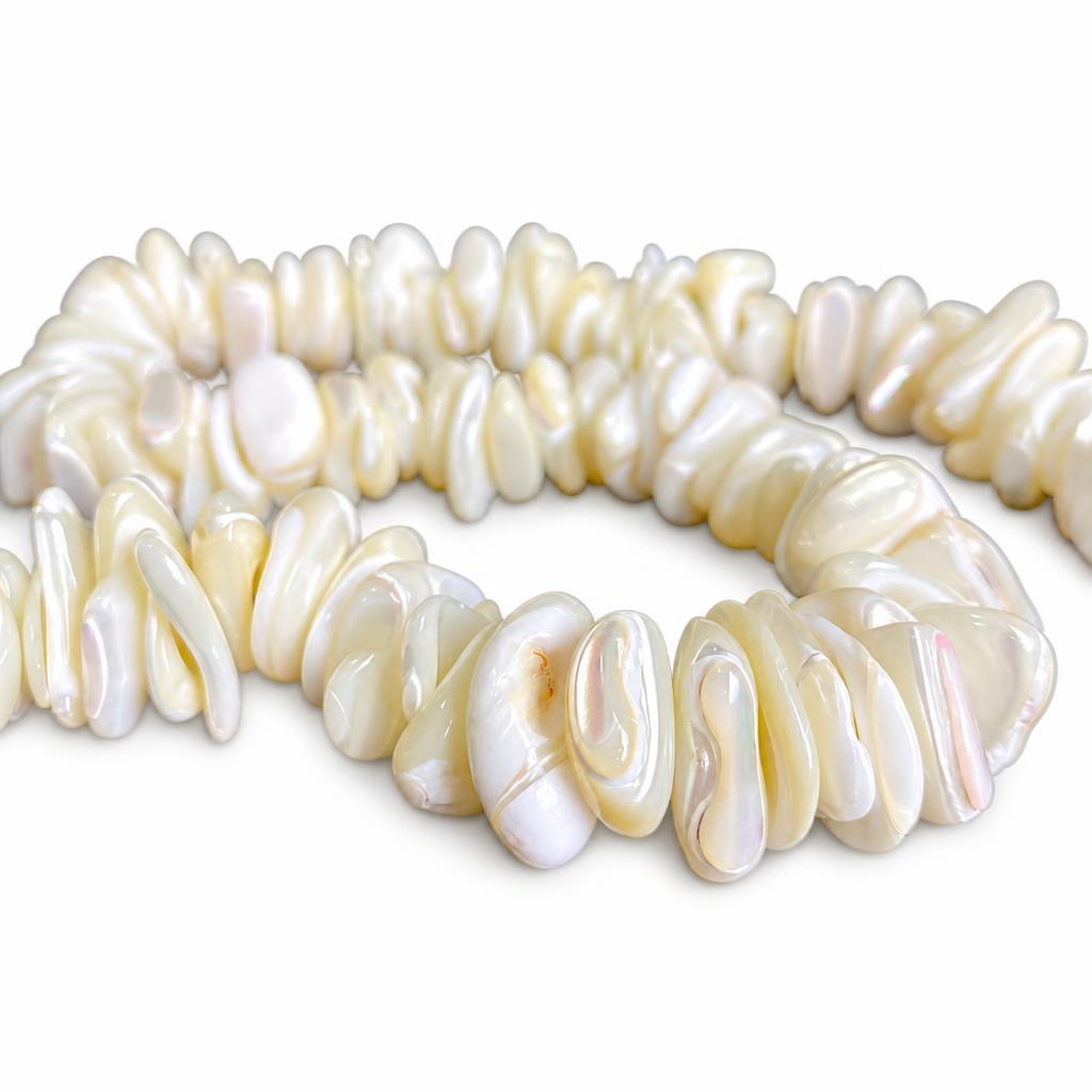 Perles en coquillage blanc naturel