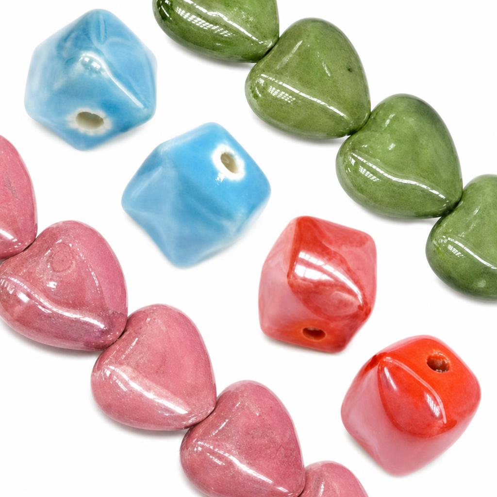 Perles nacrées en porcelaine