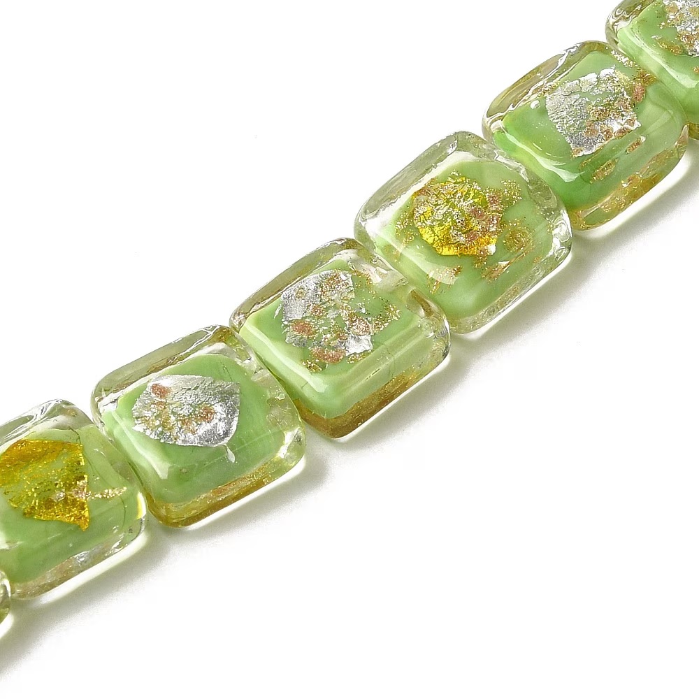 Perles murano sable d'or et feuille en argent