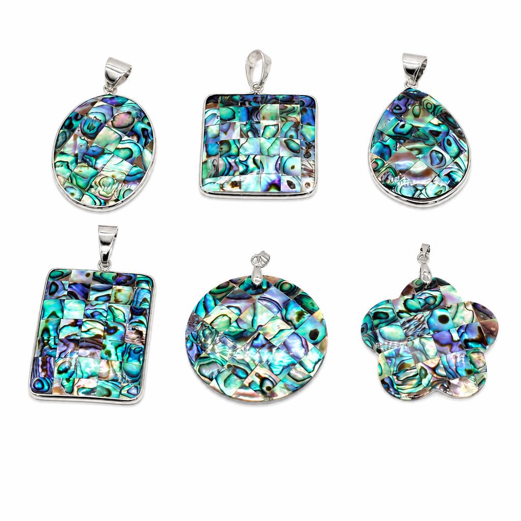Pendentifs mosaïques en coquillage naturel