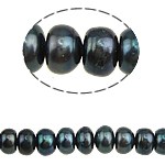 Tlačítko kultivované sladkovodní Pearl Beads, černý, 7-8mm, Otvor:Cca 0.8mm, Prodáno za 15 inch Strand