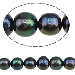 Perlas Patata Freshwater, Perlas cultivadas de agua dulce, natural, Negro, 6-7mm, agujero:aproximado 0.8mm, Vendido para aproximado 15 Inch Sarta