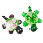 Inner Flower Lampwork Pendants, Turtle, mixed colors, 31x41x17mm, Hole:Approx 7mm, 12PCs/Box, Sold By Box