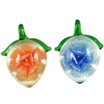 Inner Flower Lampwork Pendants, Star Fruit, mixed colors, 36x35x13mm, Hole:Approx 6mm, 12PCs/Box, Sold By Box
