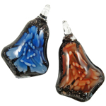 Inner Flower Lampwork Pendants, Rhombus, mixed colors, 35x57x13mm, Hole:Approx 8x7mm, 12PCs/Box, Sold By Box