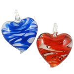 Fashion Lampwork Pendants, Heart, mixed colors, 43x42x12mm, Hole:Approx 7x10mm, 12PCs/Box, Sold By Box