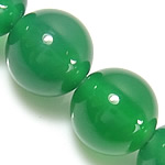 Natürliche grüne Achat Perlen, Grüner Achat, rund, verschiedene Größen vorhanden, Bohrung:ca. 1-1.2mm, Länge:ca. 15 ZollInch, verkauft von Menge