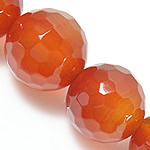 Perles Agates rouges naturelles, agate rouge, Rond, facettes, 6mm, Trou:Environ 0.8-1mm, Longueur:Environ 15 pouce, 5Strandstoron/lot, Vendu par lot