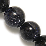Blaue Goldstein Perlen, blauer Goldsand, rund, 12mm, Bohrung:ca. 1.2mm, Länge:ca. 15.5 ZollInch, 5SträngeStrang/Menge, ca. 32PCs/Strang, verkauft von Menge
