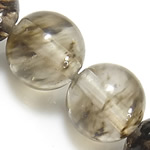 Perles en verre pastèque, Rond, naturel, noire, 4mm, Trou:Environ 0.8mm, Longueur:Environ 15 pouce, 10Strandstoron/lot, Environ 90PC/brin, Vendu par lot