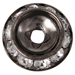 metal entrepiezas, Toroidal, chapado en color plomo negro, con diamantes de imitación, libre de níquel, plomo & cadmio, 15x15x3.80mm, agujero:aproximado 3mm, 100PCs/Bolsa, Vendido por Bolsa