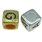 ABS Plastic Alphabet Beads, Cube, mixed colors, 6x6mm, Hole:Approx 3.5mm, 2322PCs/Bag, Sold By Bag