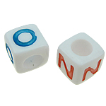 ABS plastike Abeceda perle, mješovit, bijel, 7x7mm, Rupa:Približno 4mm, 1700računala/Torba, Prodano By Torba