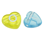 ABS plast Alfabet Perler, Heart, blandede farver, 11x10x4mm, Hole:Ca. 2mm, 1200pc'er/Bag, Solgt af Bag