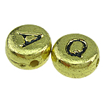ABS-Kunststoff Alphabet Perlen, ABS Kunststoff, Münze, Goldfarbe, 7x3mm, Bohrung:ca. 1mm, 3600PCs/Tasche, verkauft von Tasche