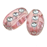 Grânulos de plástico ABS, Oval, rosa, 6x10x4mm, Buraco:Aprox 1mm, 3300PCs/Bag, vendido por Bag