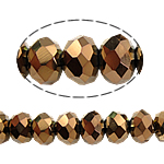 Perles de cristal rondelle, la couleur plaquée laiton antique, imitation de cristal CRYSTALLIZED™, or cristal dorado, 3x4mm, Trou:Environ 1mm, Longueur:Environ 19 pouce, 10Strandstoron/sac, Environ 140PC/brin, Vendu par sac