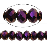 Abalorios de Cristal con forma Toroidal, imitación de cristal de swarovski, violeta oscuro, 6x8mm, agujero:aproximado 1.5mm, longitud:aproximado 16 Inch, 10Strandsfilamento/Bolsa, aproximado 72PCs/Sarta, Vendido por Bolsa