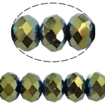 Perles de cristal rondelle, imitation de cristal CRYSTALLIZED™, couleur métallique plaquée, 8x10mm, Trou:Environ 1.5mm, Longueur:22 pouce, 10Strandstoron/sac, Vendu par sac