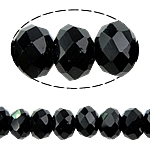 Rondell Kristallperlen, Kristall, AA grade crystal, Jet schwarz, 5x6mm, Bohrung:ca. 1mm, Länge:ca. 18.5 ZollInch, 10SträngeStrang/Tasche, ca. 80PCs/Strang, verkauft von Tasche