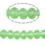 Abalorios de Cristal con forma Toroidal, imitación de cristal de swarovski, Peridoto, 3x4mm, agujero:aproximado 1mm, longitud:aproximado 19 Inch, 10Strandsfilamento/Bolsa, aproximado 140PCs/Sarta, Vendido por Bolsa