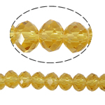 Кристальные бусины в форме Ронделл, Кристаллы, Круглая форма, имитация под кристаллы CRYSTALLIZED™, желтое солнце, 6x8mm, отверстие:Приблизительно 1.5mm, длина:Приблизительно 16 дюймовый, 10пряди/сумка, Приблизительно 72ПК/Strand, продается сумка