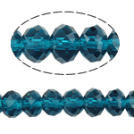 Rondell Kristallperlen, Kristall, AA grade crystal, pfauenblau, 6x8mm, Bohrung:ca. 1.5mm, Länge:ca. 16 ZollInch, 10SträngeStrang/Tasche, verkauft von Tasche