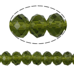 Rondell Kristallperlen, Kristall, AA grade crystal, Olivin, 4x6mm, Bohrung:ca. 1mm, Länge 16 ZollInch, 10SträngeStrang/Tasche, verkauft von Tasche