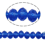 Perles de cristal rondelle, imitation de cristal CRYSTALLIZED™, saphir, 3x4mm, Trou:Environ 1mm, Longueur:Environ 12 pouce, 10Strandstoron/sac, Environ 90PC/brin, Vendu par sac