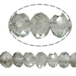 Rondell Kristallperlen, Kristall, AA grade crystal, hellgrau, 6x8mm, Bohrung:ca. 1.5mm, Länge:ca. 16 ZollInch, 10SträngeStrang/Tasche, verkauft von Tasche