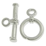 Brass Toggle Clasp, Donut, platinum color plated, single-strand, nickel, lead & cadmium free, 13.9x2.2mm, 9x9x1.5mm, Hole:Approx 1.5mm, Sold By Bag