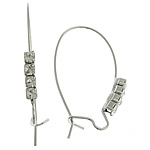 Brass Kidney Earwires platinum color plated with rhinestone nickel lead & cadmium free 2.5mm Sold By Bag