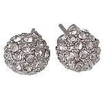 Rhinestone Earring Zinc Alloy stainless steel post pin Round platinum color plated with rhinestone nickel lead & cadmium free 10mm Approx Sold By Lot