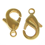 Brass Lobster Clasp, gold color plated, lead & cadmium free, 5x9.80x2.70mm, Hole:Approx 1mm, 1000PCs/Bag, Sold By Bag