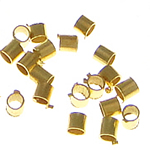Grânulos de friso, cobre, Tubo, cromado de cor dourada, Chumbo e cádmio livre, 1.60x1.45mm, Buraco:Aprox 1mm, 80000PCs/Bag, vendido por Bag