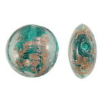 Goldsand Lampwork Perlen, flache Runde, grün, 20x10mm, Bohrung:ca. 2mm, 100PCs/Tasche, verkauft von Tasche