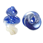 Handgewickelte Perlen, Lampwork, Spirale, zweifarbig, 16x29mm, Bohrung:ca. 2mm, 100PCs/Tasche, verkauft von Tasche