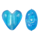 Abalorios de Cristal de Murano con Plata, Corazón, lámina de plata, Azul Celeste, 20x12mm, agujero:aproximado 1.5mm, 100PCs/Bolsa, Vendido por Bolsa