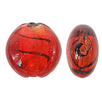 Silberfolie Lampwork Perlen, flache Runde, rot, 20mm, Bohrung:ca. 1.5mm, 100PCs/Tasche, verkauft von Tasche